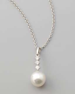 Three Diamond South Sea Drop Necklace