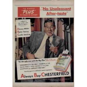  PAUL DOUGLAS  1951 Chesterfield Cigarettes Ad, A3154. See PAUL 
