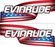 Evinrude Outboards Motor E TEC US Flag Decals Set Kit  