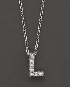 Roberto Coin 18K White Gold Love Letter L Initial Pendant Necklace