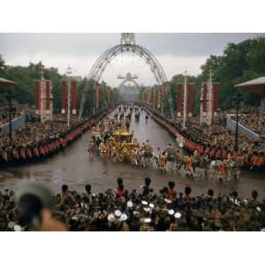 Queen Elizabeth II Returns to Buckingham Palace in Coronation Coach 
