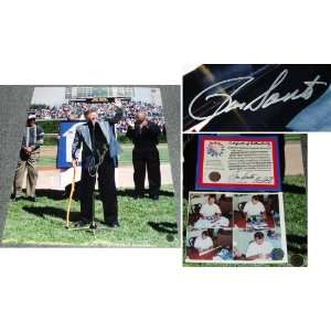 Ron Santo Signed Cubs Jersey # Retirement 16x20
