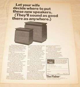 Vintage Fisher WS 70 80 Speakers PRINT AD from 1971  