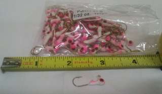 Painted Round Jig Heads  1/32oz  White/Pink   100QTY  