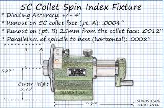 5C PRECISION SPIN INDEX FIXTURE COLLET FOR MILLING NEW  