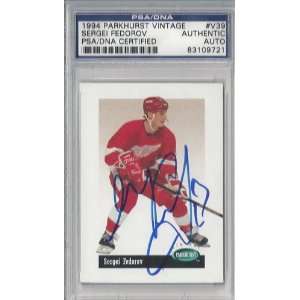 Sergei Fedorov Autographed 1994 Parkhurst Card PSA/DNA Slabbed 