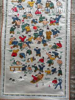 Chinese Peking 100%Handmade Embroidery Art100kids playing painting 