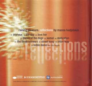 MANOS HADJIDAKIS RAINING PLEASURE REFLECTIONS SEALED CD  