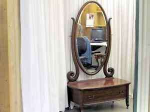 Antique Mahogany Princess Dresser w Full Length Mirror  