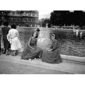  Two Ladies Sitting My the Boating Lake in the Jardins Du 
