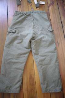 Vtg EAST GERMAN MILITARY Rain Camo Quilted Thermal PANTS & Supenders 