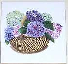 hydrangea basket ceramic tile lavender fowers accent expedited 