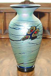 Signed LINDSAY Blue Arts & Crafts Small Art Glass Vase  