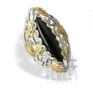 Black Hills Gold .925 Sterling Ring w Onyx Size 8  