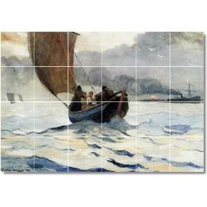 Winslow Homer Ships Floor Tile Mural 11  48x72 using (24) 12x12 tiles