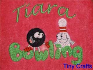 Personalized Bowling Golf Sport Towel 11x18 Terry Velour 16 colors to 