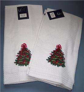 Kitchen Towels Christmas Trees XMas Embroidered New  
