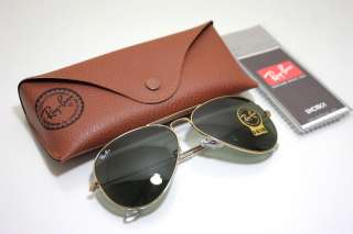 Rayban 3025 W3234 Gold Green G15 Glass Classic Aviator Sunglasses 55mm 