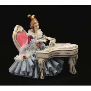   Playing Piano German Porcelain Fired Lace Figurine