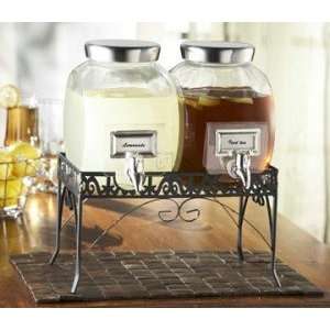 Mason Jar Dual Drink Dispensers with Stand  Kitchen 
