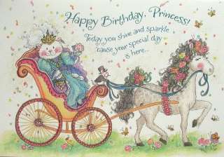 Happy Birthday Princess Girl Kitty Cat Horse Mouse Card  