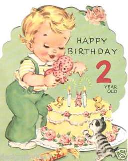 Vintage Magnet Happy Birthday 2 Year Old Greeting V42  