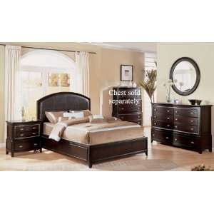  4pc Eastern King Size Bedroom Set Wenge & Black Finish 