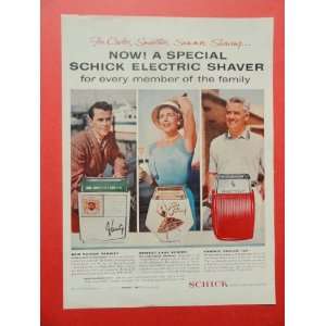  Schick electric shavers, 1957 print ad(Varsity/lady schick 