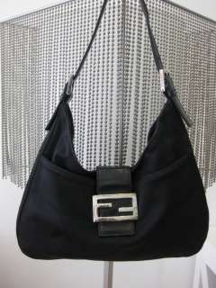 authentic black FENDI bag hobo with silver hardware  