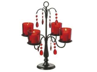   Chic Four Votive Black and Red Centerpiece Candelabra Iron & Glass