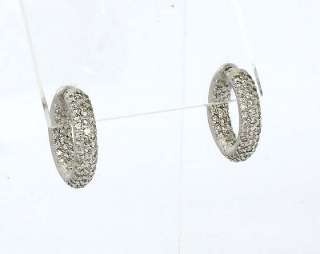 14K 3.3 CTS DIAMONDS INSIDE OUT HOOP HUGGIE EARRINGS  