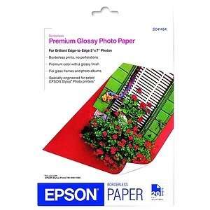  Epson Glossy Photo Paper. 20 SHEET 5X7 BORDERLESS PREMIUM 