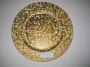 ROUND MOSAIC GOLD CHARGER PLATE 13   SET OF 4  