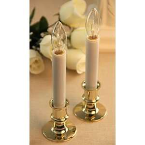  Flameless Event Taper Candles   Set of Two with Gold Base 