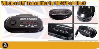 Car FM Radio Transmitter Black Stereo Adapter 3.5mm Aux For iPod  