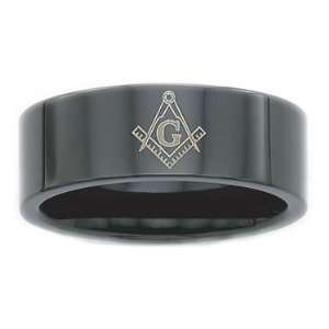   8mm Stainless Steel Masonic Freemason Mason Blue Lodge Ring (Size 9
