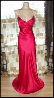 RETRO 30s RED SILK Bias Harlow Gown HOLLYWOOD Bombshell Marilyn Dress 