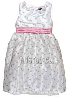 NEW Dressy White Pink Embroidered Flowers DRESS size 12  