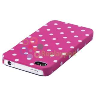 Orange +Pink Hard Slim White Dot Skin Case For iPhone 4 4S 4GS Verizon 