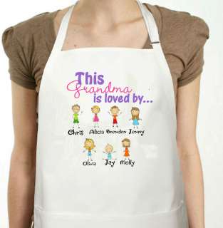   This Grandma Is Loved By (Childrens Names) Stick People Apron  