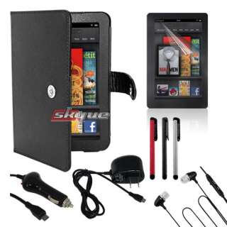 items accessory bundle for  kindle fire 7 leather case car 