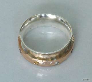 New DAVID TISHBI Rose Gold SS Gemstone Spinner Ring 8  