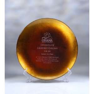  Glass Round Gold Leaf Plate/Plaque   Small