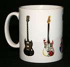 Electric Guitar Mug. 5 Famous rock guitars. SG, Fender,