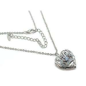   Crown Heart Photo Locket Silver Tone Pendant Adjustable 16 Necklace