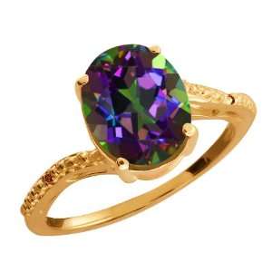   Green Mystic Quartz and Cognac Red Diamond 18k Rose Gold Ring Jewelry