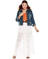 NEW Baby Phat Plus Size Denim Jacket & Belted Tiered Maxi Skirt