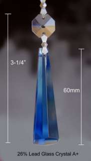 BLUE LEAD CRYSTAL COLONIAL STYLE CHANDELIER PRISMS  