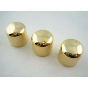  Gold Guitar or Bass Knobs Set of Three Musical 