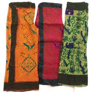  Lot of Three Gujarati Trousers with Embroidery by Hand 